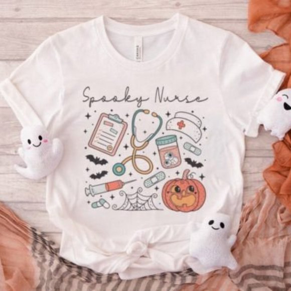 Spooky Nurse Halloween Shirt, Nurse Shirt, Halloween Shirt, Unisex Short Sleeve - Picture 2 of 3